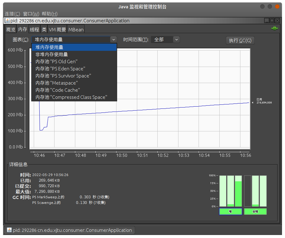 JConsole 选择显示的图表